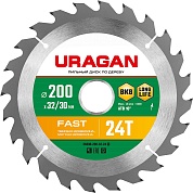 URAGAN Fast 200х32/30мм 24Т, диск пильный по дереву36800-200-32-24_z01