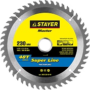 STAYER Super line 230 x 30мм 48Т, диск пильный по дереву, точный рез3682-230-30-48