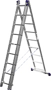 СИБИН 9 ступеней, со стабилизатором, алюминиевая, трехсекционная лестница (38833-09)38833-09