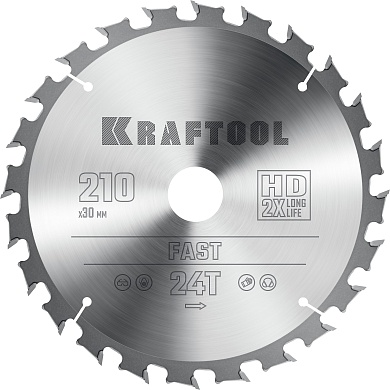 KRAFTOOL Fast 210х30мм 24Т, диск пильный по дереву36950-210-30