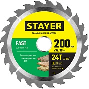 STAYER FAST 200 x 32/30мм 24Т, диск пильный по дереву, быстрый рез3680-200-32-24_z01