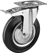 ЗУБР d=200 мм, г/п 185 кг, игольчатый подшипник, поворотное колесо c тормозом резина/металл, Профессионал (30936-200-B)30936-200-B