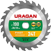 URAGAN Fast 190х30/20мм 24Т, диск пильный по дереву36800-190-30-24_z01