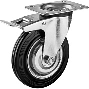 ЗУБР d=160 мм, г/п 145 кг, игольчатый подшипник, поворотное колесо c тормозом резина/металл, Профессионал (30936-160-B)30936-160-B