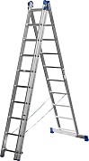 СИБИН 10 ступеней, со стабилизатором, алюминиевая, трехсекционная лестница (38833-10)38833-10