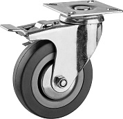 ЗУБР d=100 мм, г/п 65 кг, поворотное колесо c тормозом резина/полипропилен (30956-100-B)30956-100-B