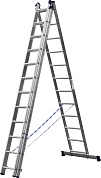 СИБИН 12 ступеней, со стабилизатором, алюминиевая, трехсекционная лестница (38833-12)38833-12