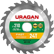 URAGAN Fast 210х32/30мм 24Т, диск пильный по дереву36800-210-32-24_z01