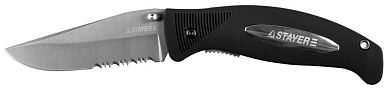 STAYER 80 мм, серрейторная заточка, пластиковая рукоятка, складной нож (47623)47623