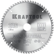 KRAFTOOL Multi Material 216х30мм 64Т, диск пильный по алюминию36953-216-30