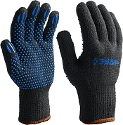 ЗУБР трикотажные, покрытие ПВХ (точка), размер L-XL, утеплённые перчатки (11462-XL)11462-XL