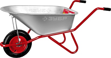 ЗУБР Т-11, 90 л, 160 кг, одноколесная, оцинкованная сталь, стальные опоры Ø25мм, садово-строительная тачка (39962)39962