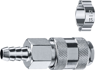 ЗУБР штуцер ″елочка″, 10 мм - рапид муфта, Переходник с обжимным хомутом, Профессионал (64917-10)64917-10