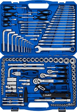 ЗУБР Универсал-142, 142 предм. (1/2″+ 3/8″+ 1/4″), Универсальный набор инструмента, Профессионал (27670-H142)27670-H142