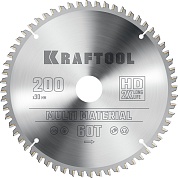 KRAFTOOL Multi Material 200х30мм 60Т, диск пильный по алюминию36953-200-30