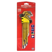 Ключи 6-гранные TORX длинные 9шт в держателе WP222008 WORKPROWP222008