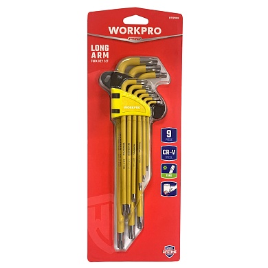 Ключи 6-гранные TORX длинные 9шт в держателе WP222008 WORKPROWP222008