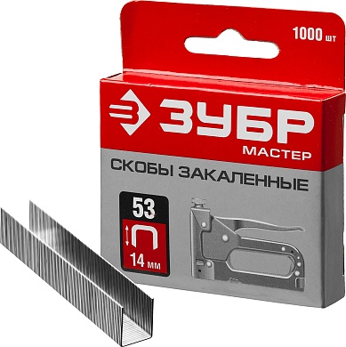 ЗУБР тип 53 (A/10/JT21) 14 мм, 1000 шт, калибр 23GA, скобы для степлера (31625-14)31625-14