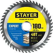 STAYER EXPERT 180 x 30/20мм 48Т, диск пильный по дереву, точный рез3682-180-30-48_z01