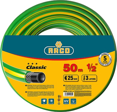 RACO CLASSIC, 1/2″ 50 м, 25 атм, трёхслойный, армированный, поливочный шланг (40306-1/2-50)40306-1/2-50_z01