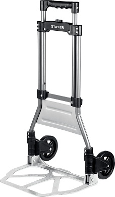 STAYER PROTruck до 90кг, каркас из стали, платформа из алюминия, платформа 39х28см, колёса d13см, вес 4 кг, складная хозяйственная тележка (38755-90)38755-90