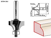 ЗУБР 28,6x16мм, радиус 8мм, фреза кромочная калевочная №128784-28.6