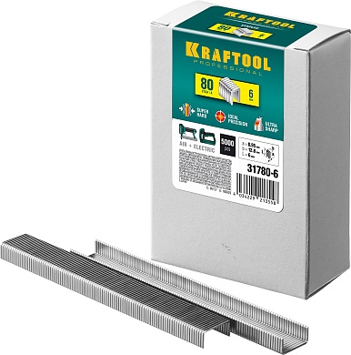 KRAFTOOL тип 21GA (80 / Pr A / Senco AT) 6 мм, 5000 шт, скобы для степлера (31780-6)31780-6