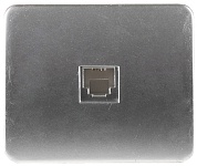 СВЕТОЗАР Гамма, телефонная одинарная без вставки и рамки цвет светло-серый металлик, Электрическая розетка (SV-54117-SM)SV-54117-SM