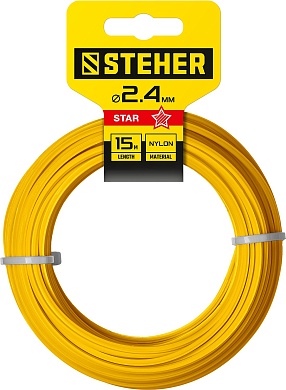 STEHER ЗВЕЗДА, 2.4 мм, 15 м, леска для триммера (75010-2.4)75010-2.4