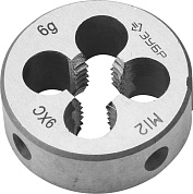 ЗУБР М12x1.75мм, сталь 9ХС, Плашка круглая ручная (4-28022-12-1.75)4-28022-12-1.75