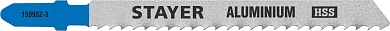 STAYER T127D, T-хвост., HSS сталь, по мягкому металлу толщиной 2-15мм, шаг зуба 3мм, (8TPI), раб. длина 75мм, 2шт, Полотна для лобзика (159952-3)159952-3_z02
