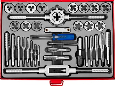 ЗУБР 35 предм., сталь 9ХС, Набор метчиков и плашек (28117-H35)28117-H35_z01