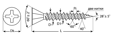 ЗУБР 19 х 3.9 мм, двухзаходная резьба, саморез для ГВЛ, фосфат., 22 шт (4-300056-39-019)4-300056-39-019