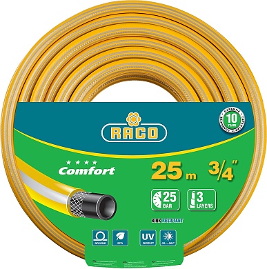 RACO COMFORT, 3/4″ 25 м, 25 атм, трёхслойный, армированный, поливочный шланг (40303-3/4-25)40303-3/4-25_z01