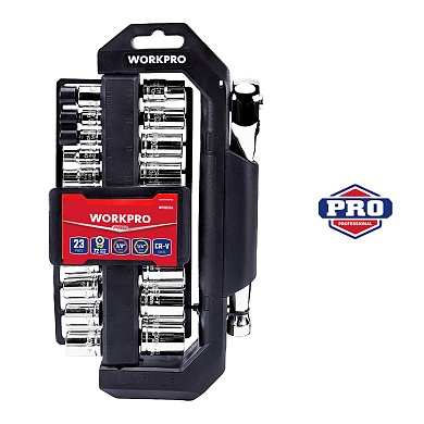 Набор инструментов с трещоткой 1/4"+3/8" 23шт WP202555 WORKPROWP202555