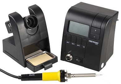 Паяльная станция СВЕТОЗАР цифровая, жало ″Hi quality″, 2-х комп. рукоятка, нагрев. керам. эл., 150 - 450°C, 48ВтSV-55335