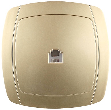 СВЕТОЗАР Акцент, телефонная одинарная в сборе цвет золотой металлик, Электрическая розетка (SV-54217-GM)SV-54217-GM