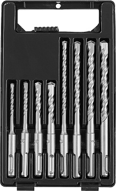 URAGAN 8 шт: 5/6/8/10х110, 6/8/10/12х160 мм, Набор SDS-plus буров (29311-H8)29311-H8