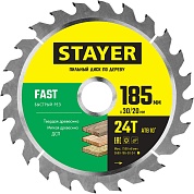 STAYER FAST 185 x 30/20мм 24Т, диск пильный по дереву, быстрый рез3680-185-30-24_z01