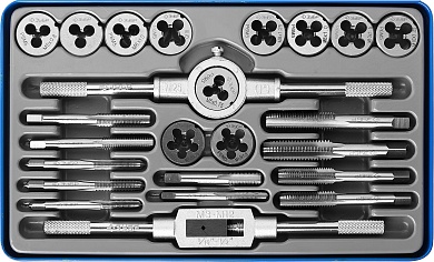 ЗУБР 24 предмета, сталь Р6М5, Набор метчиков и плашек, Профессионал (28110-H24)28110-H24