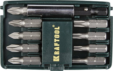 KRAFTOOL Compact-10с магнитным адаптером 10 шт, Набор бит (26130-H10)26130-H10