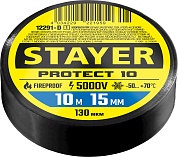 STAYER Protect-10 10м х 15мм 5000В черная, Изоляционная лента ПВХ (12292-D)12291-D_z01