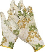 GRINDA прозрачное PU покрытие, 13 класс вязки, бело-зеленые, размер L, садовые перчатки (11293-L)11293-L