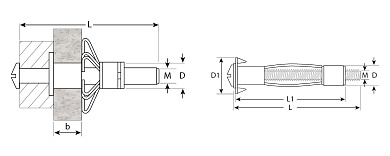 ЗУБР МОЛЛИ М4х21х5 мм, анкер для пустотелых конструкций, 300 шт (4-302472-04-020)4-302472-04-020