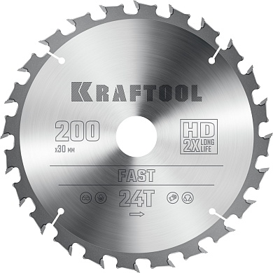 KRAFTOOL Fast 200х30мм 24Т, диск пильный по дереву36950-200-30