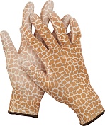 GRINDA прозрачное PU покрытие, 13 класс вязки, коричневые, размер S, садовые перчатки (11292-S)11292-S