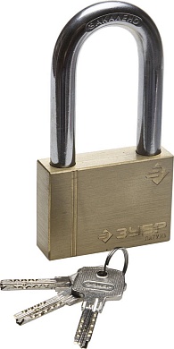 ЗУБР 70 мм, удлиненная дужка латунный корпус, навесной замок (37299-70-1)37299-70-1