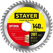 STAYER OPTIMA 140 x 20/16мм 20T, диск пильный по дереву, оптимальный рез3681-140-20-20_z01