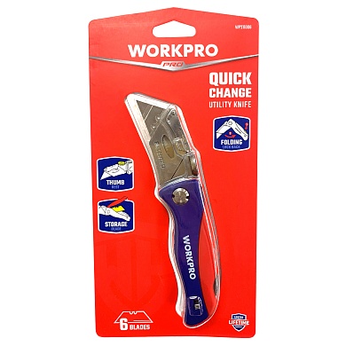 Нож универсальный складной со сменными лезвиями WP211006 WORKPROWP211006