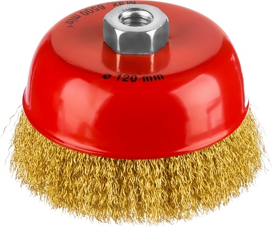 MIRAX 125 мм, витая латунированная стальная проволока, 0.3 мм, Щетка чашечная (35142-125)35142-125